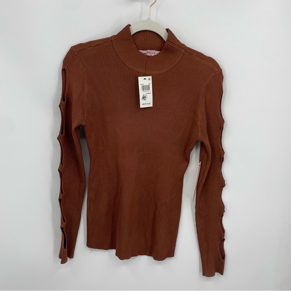 NWT Crave fame ribbed umber long sleeve cutout